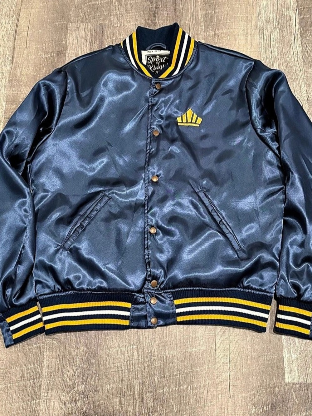 Sport of Kings Sukajan Tiger Bomber XL Imperial Blue Satin Made LA